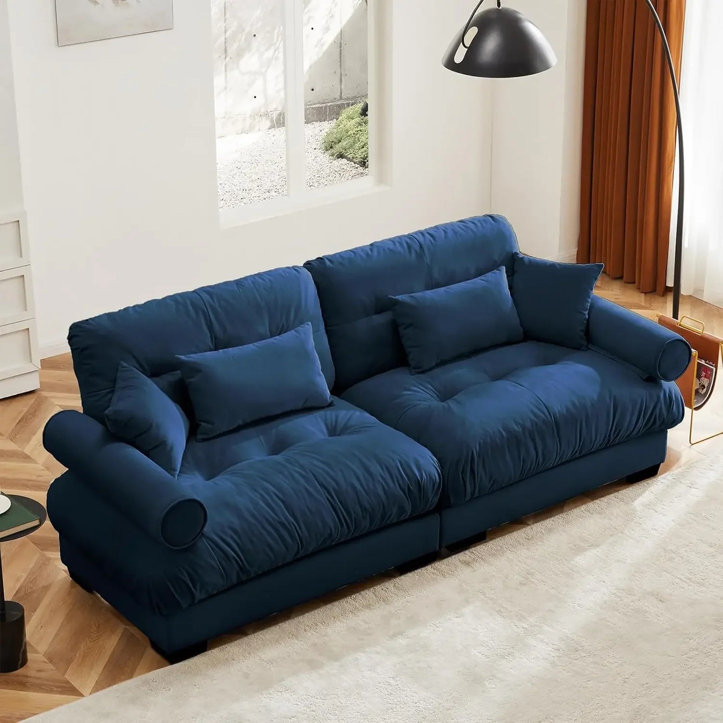 HUANZHUANG Velvet Modular Loveseat Sofa for Living Room