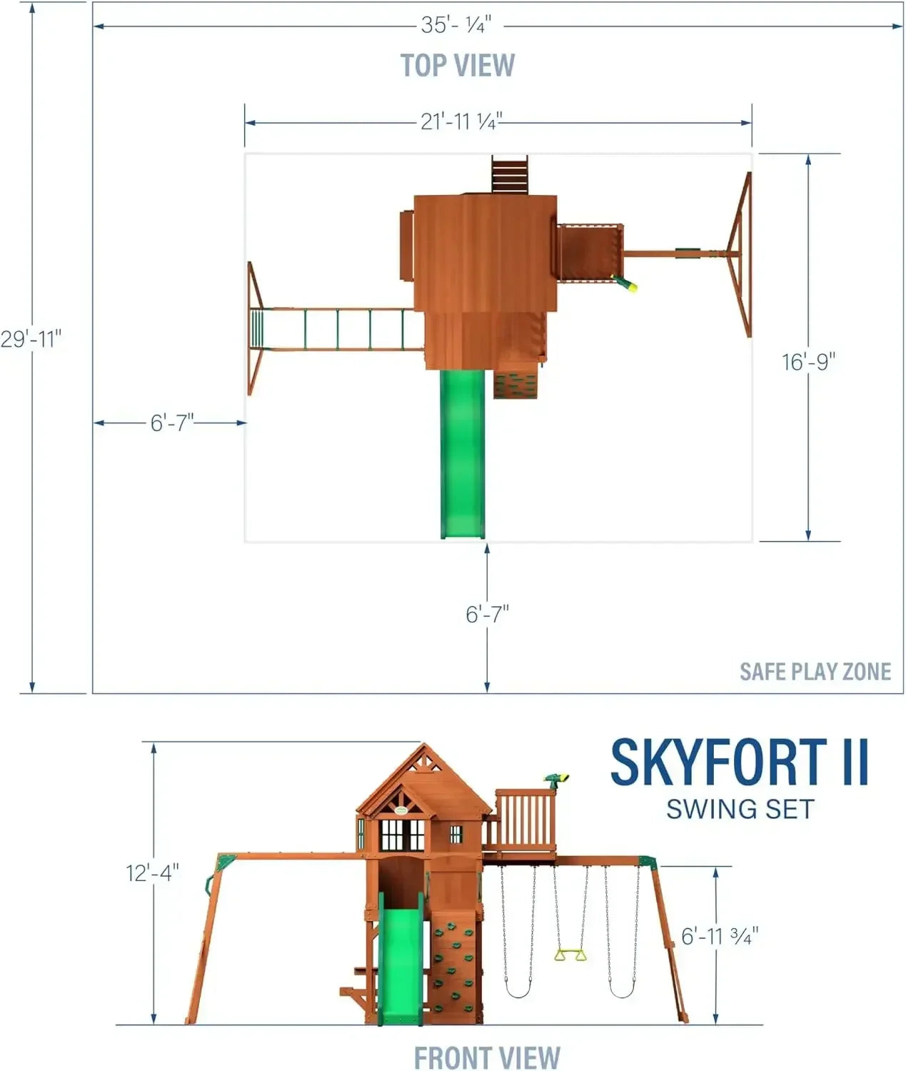 Angie's Home Store Cedar Wood Swing Set With Wave Slide And Clubhouse