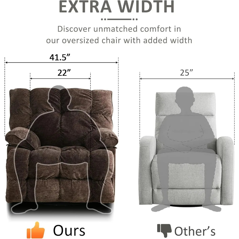 HUANZHUANG Oversized Rocker Recliner With Power Swivel