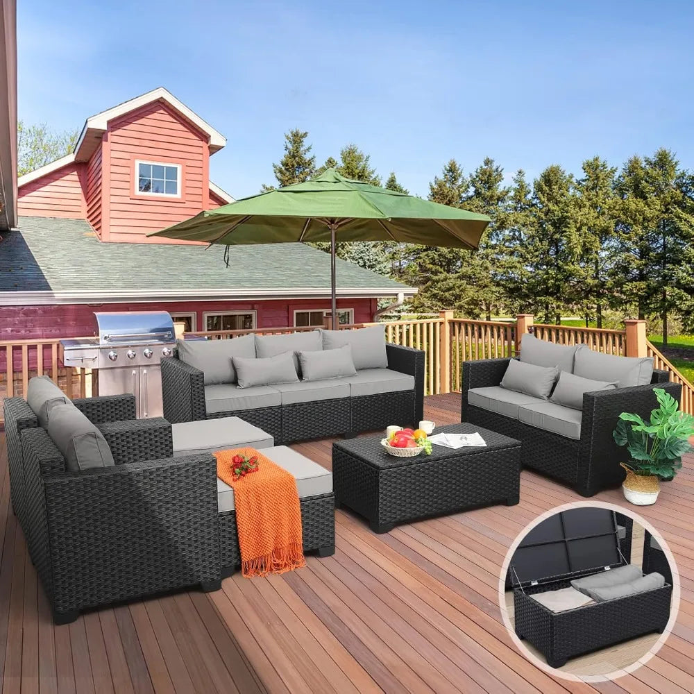 Patio Furniture Set Sectional Outdoor With Storage Table