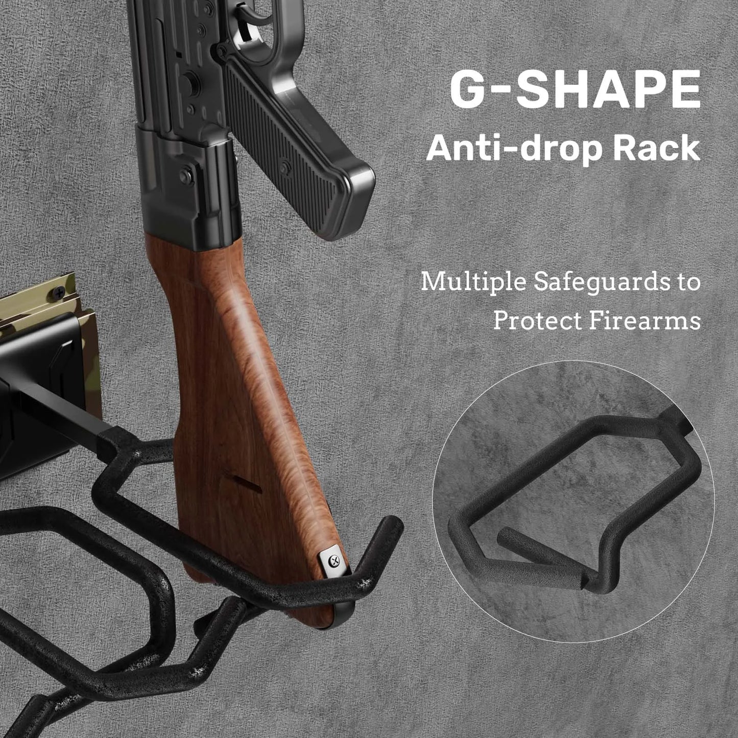 Heavy Duty Steel Gun Rack With Adjustable Slots Wall Mount