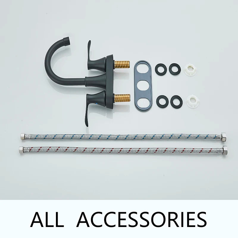 Suguword Dual Handle Deck Mounted Bathroom Faucet Hot Cold Water