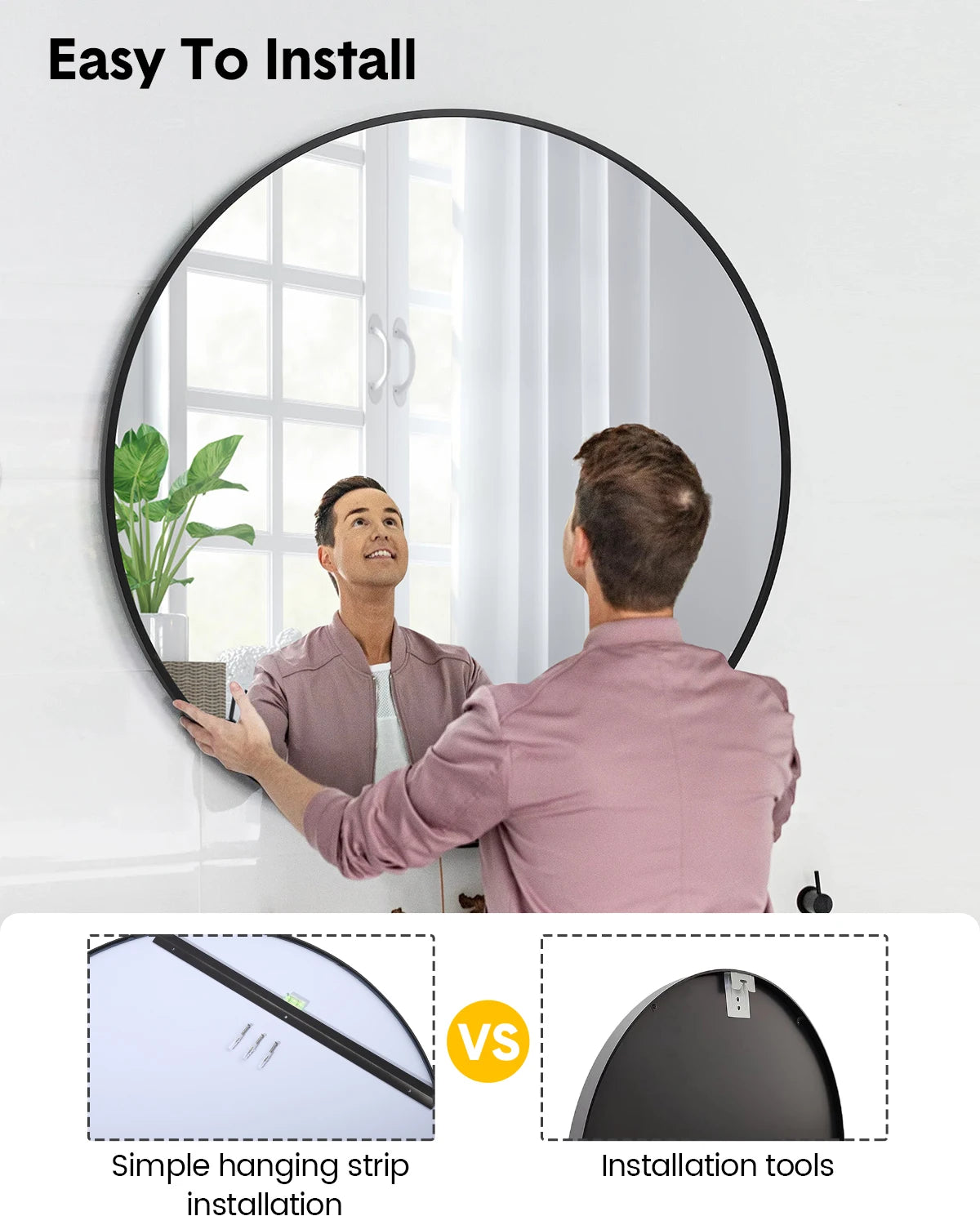 Twister.CK Round Wall Mirror With Metal Frame For Modern Home