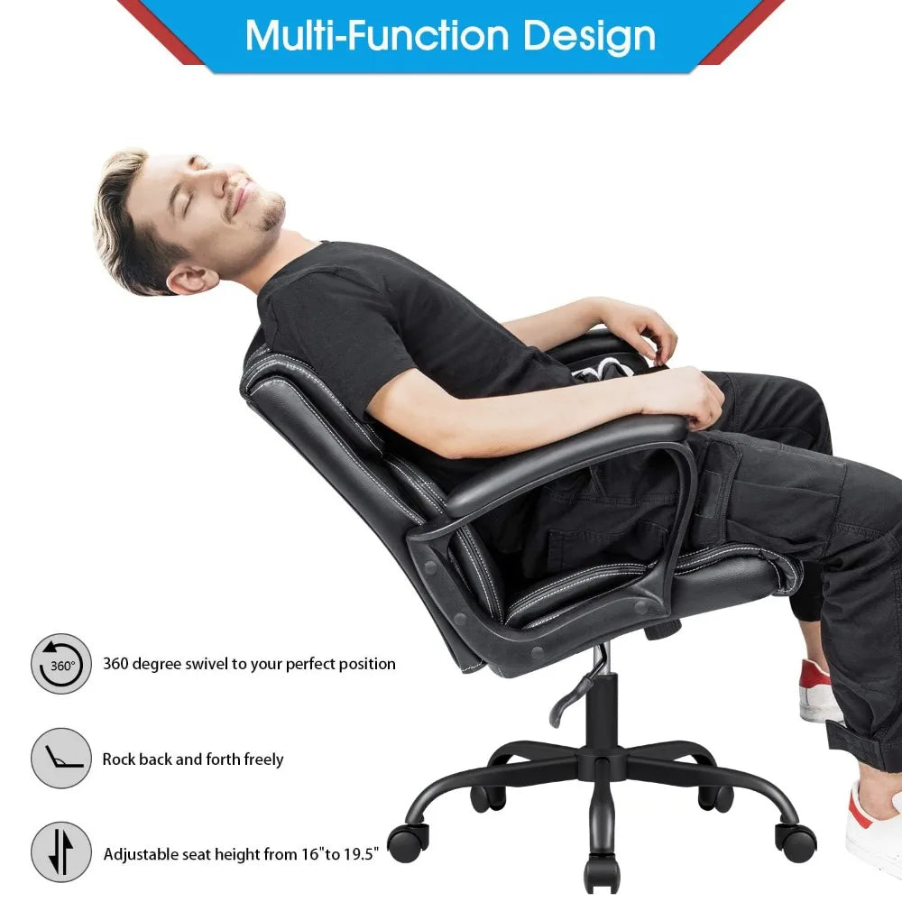 XIAOLANG Ergonomic Faux Leather Office Chair With Armrests