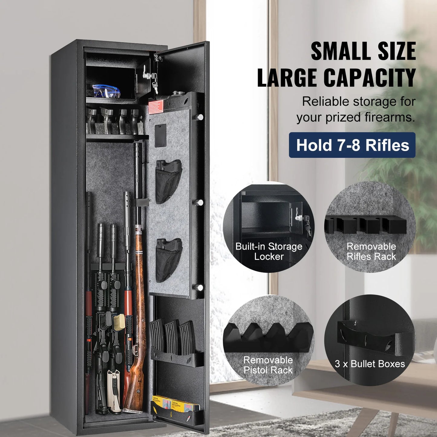 SucceBuy Rifle Gun Safe With Digital Keypad And Removable Shelf