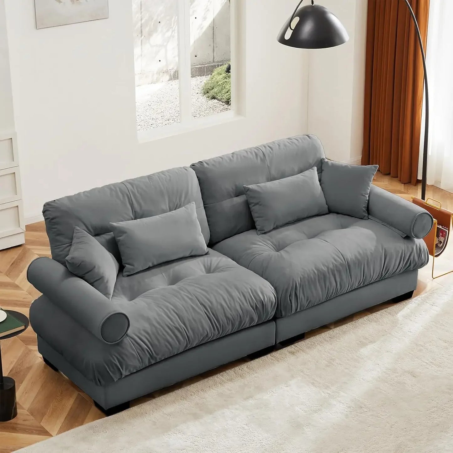 HUANZHUANG Velvet Modular Loveseat Sofa for Living Room