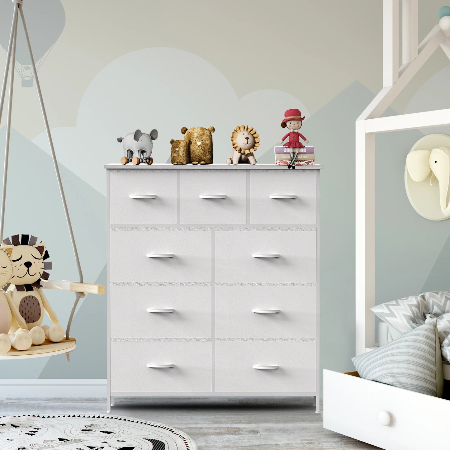 JHK Dresser With 9 Fabric Storage Drawers