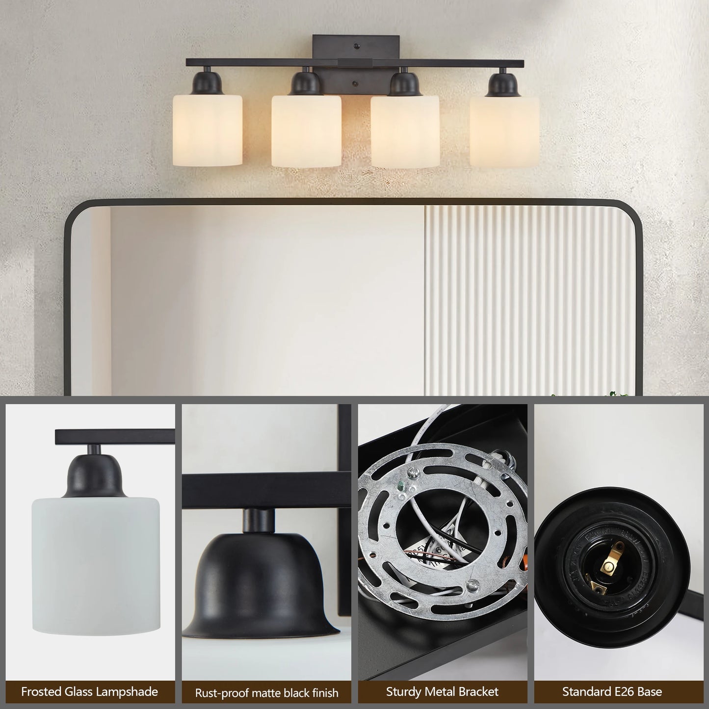 ARLGSITE 4 Light Bathroom Vanity Light Over Mirror