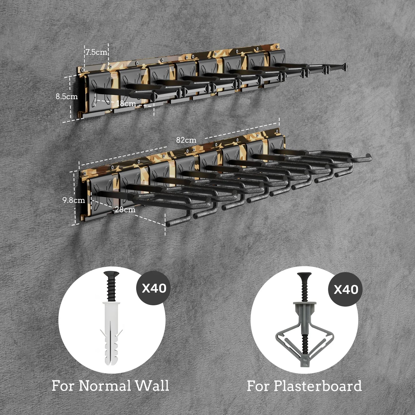 Heavy Duty Steel Gun Rack With Adjustable Slots Wall Mount