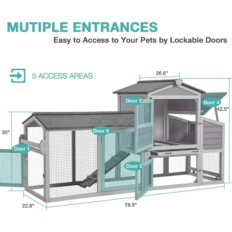 Mobile Chicken Coop With Wheels Outdoor Hen House Poultry Cage