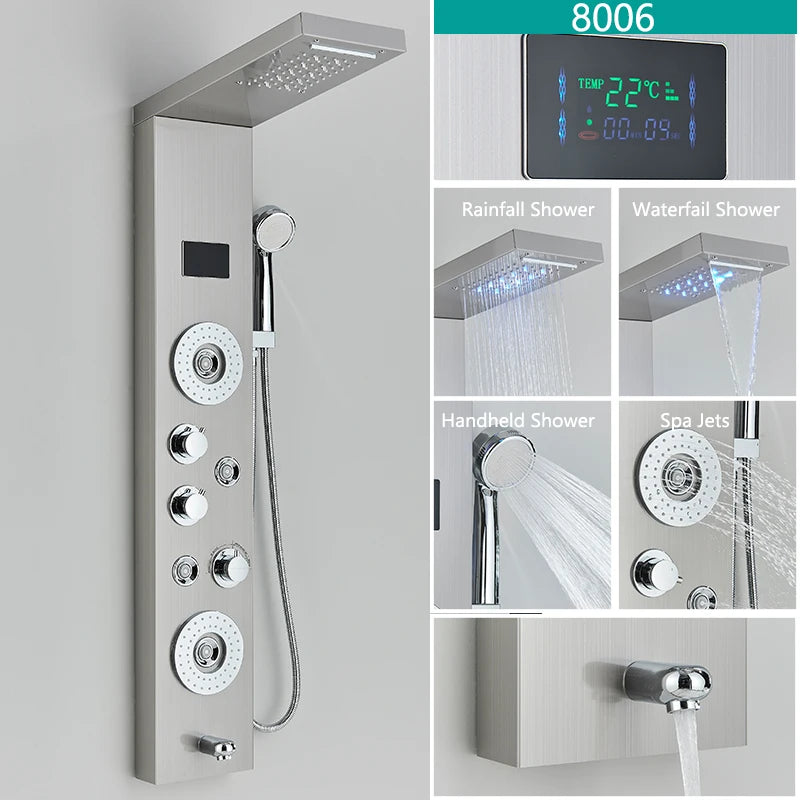 Wanmivezlo LED Bath Shower Faucet Set With Temperature Screen