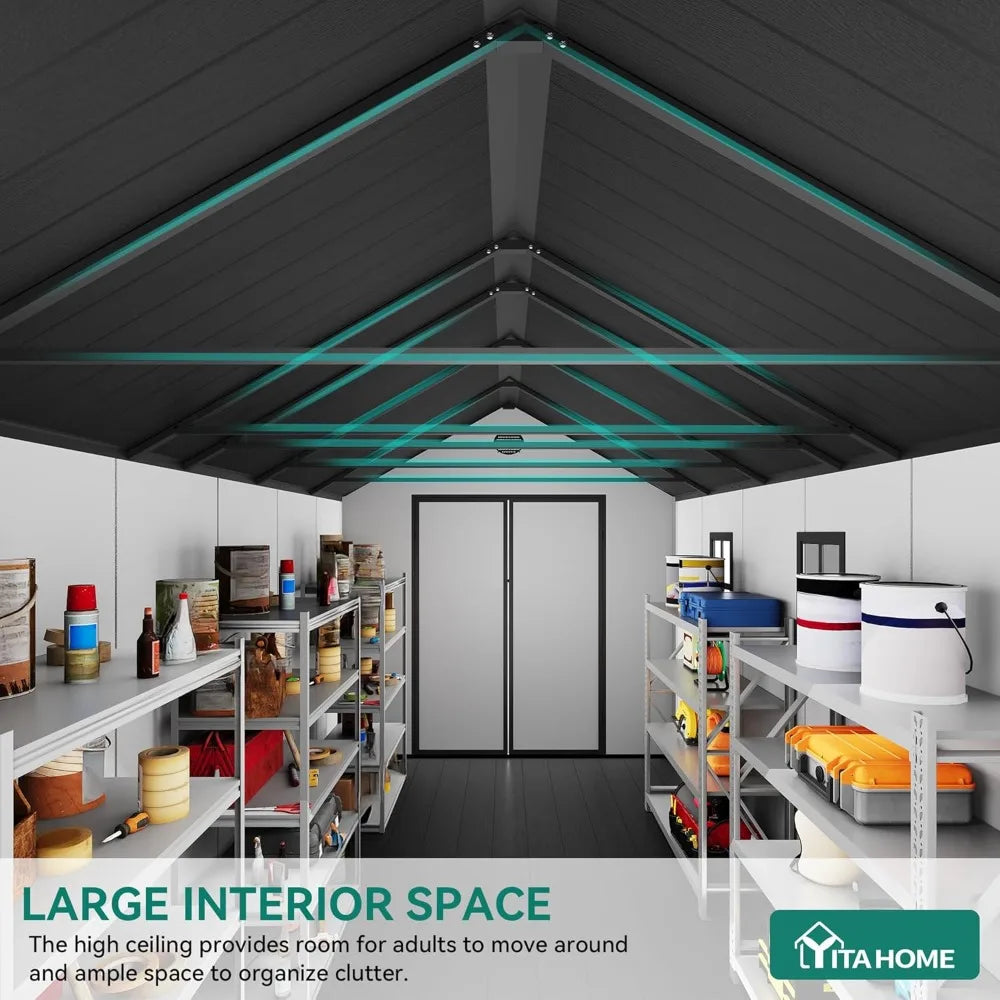 XMSJ Waterproof Outdoor Storage Shed With Floor And Lockable Doors