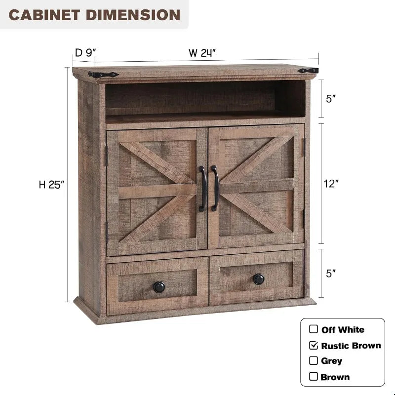 XMSJ Bathroom Wall Cabinet Farmhouse Medicine Cabinet Double Barn Doors