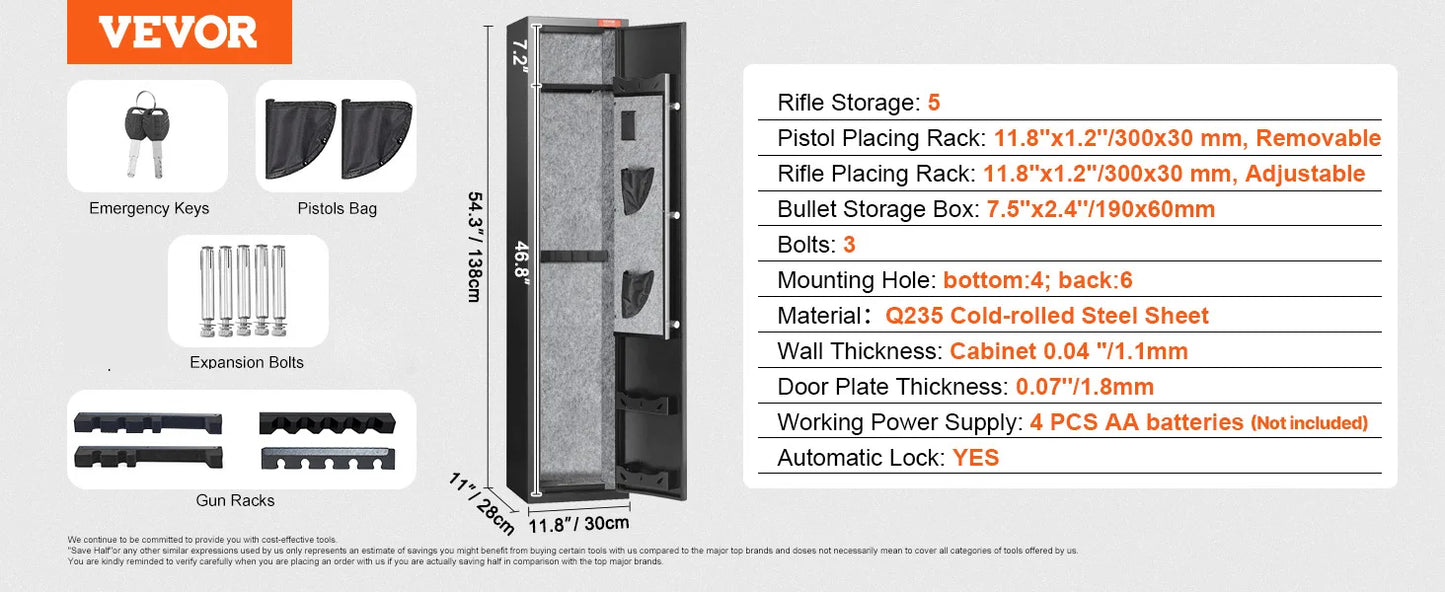 SucceBuy Gun Safe Cabinet With Digital Keypad And Removable Shelf