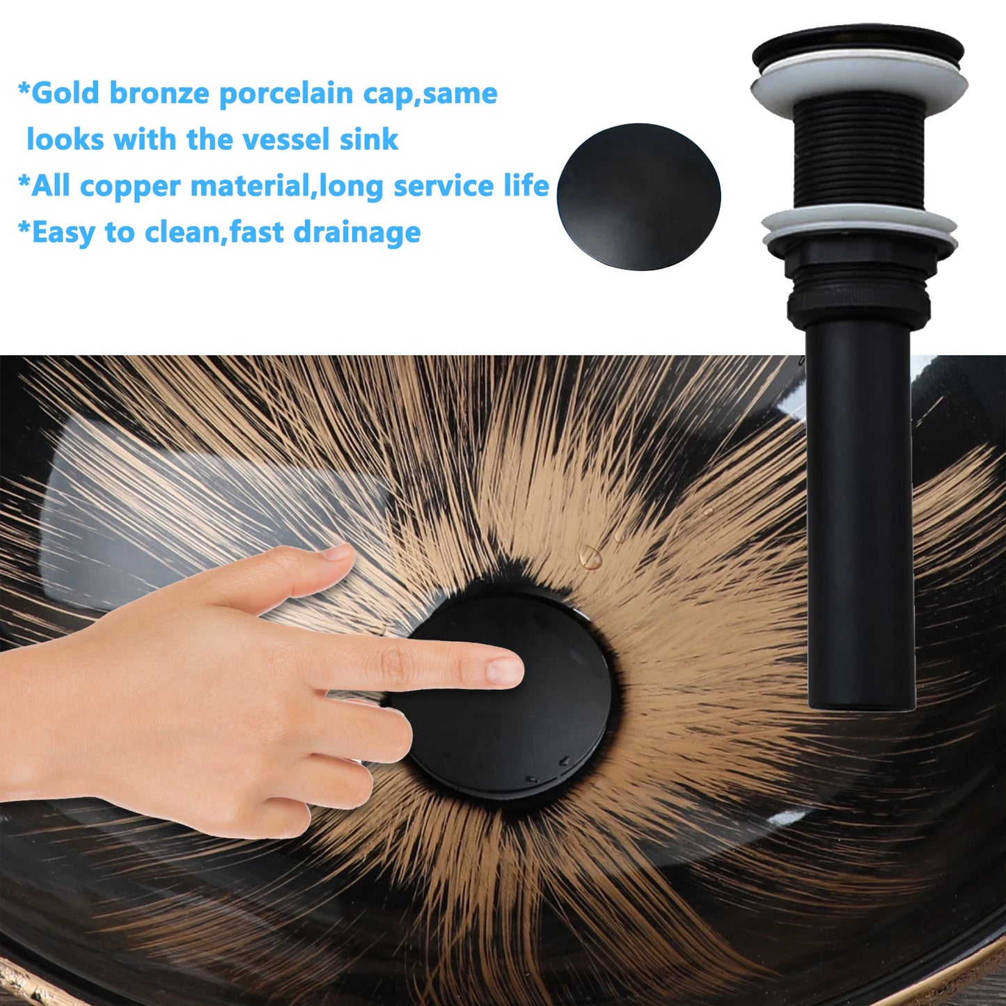 KEMAIDI Oval Vessel Sink With Faucet Ceramic Bathroom Sink Set