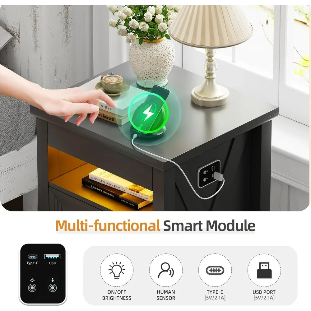 XMSJ Nightstands With Hidden Gun Compartment And USB Charging Port