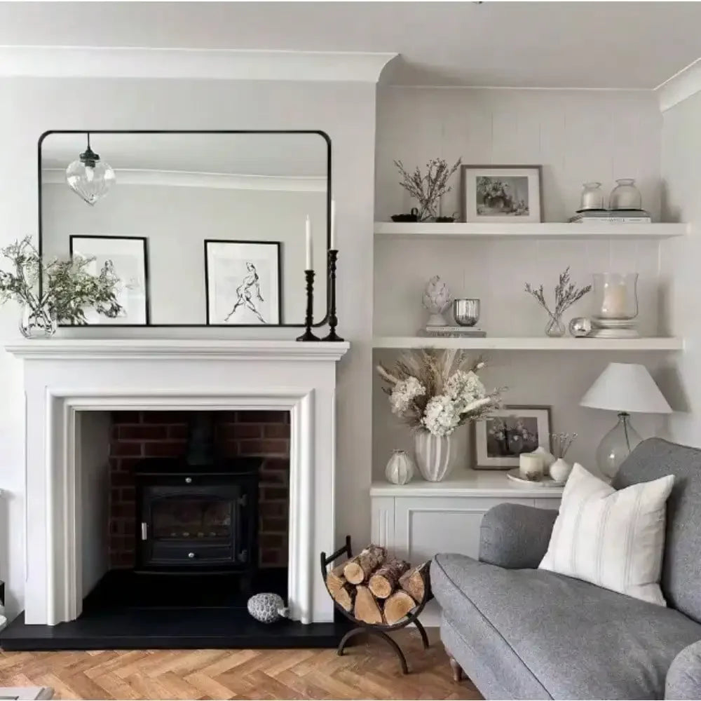 Rectangular Aluminum Frame Wall Mirror With Slim Metal Frame Entryway