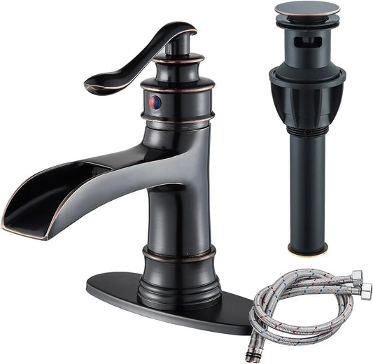Quyanre Waterfall Bathroom Faucet Single Handle Lavatory Mixer