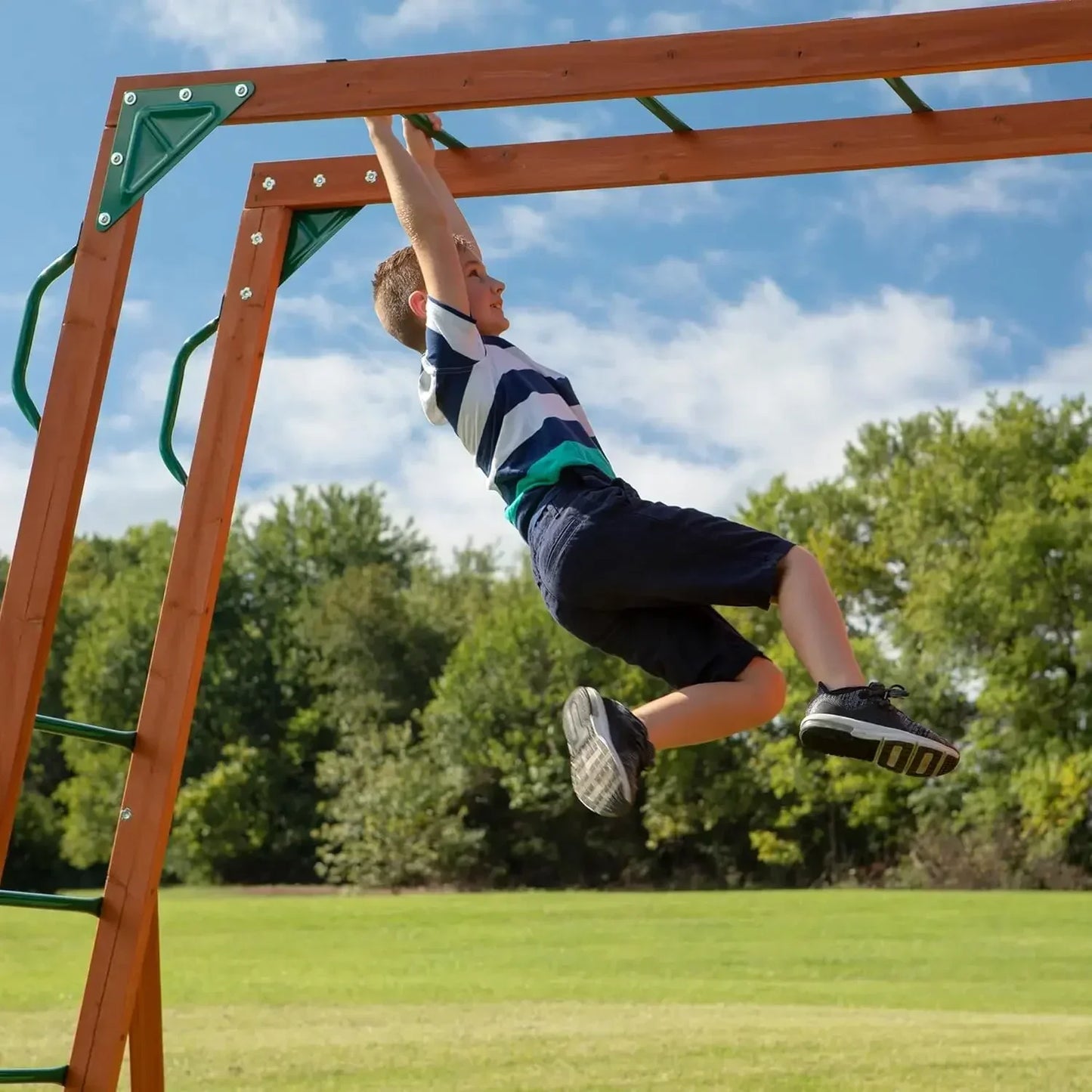 Angie's Home Store Cedar Wood Swing Set With Wave Slide And Clubhouse