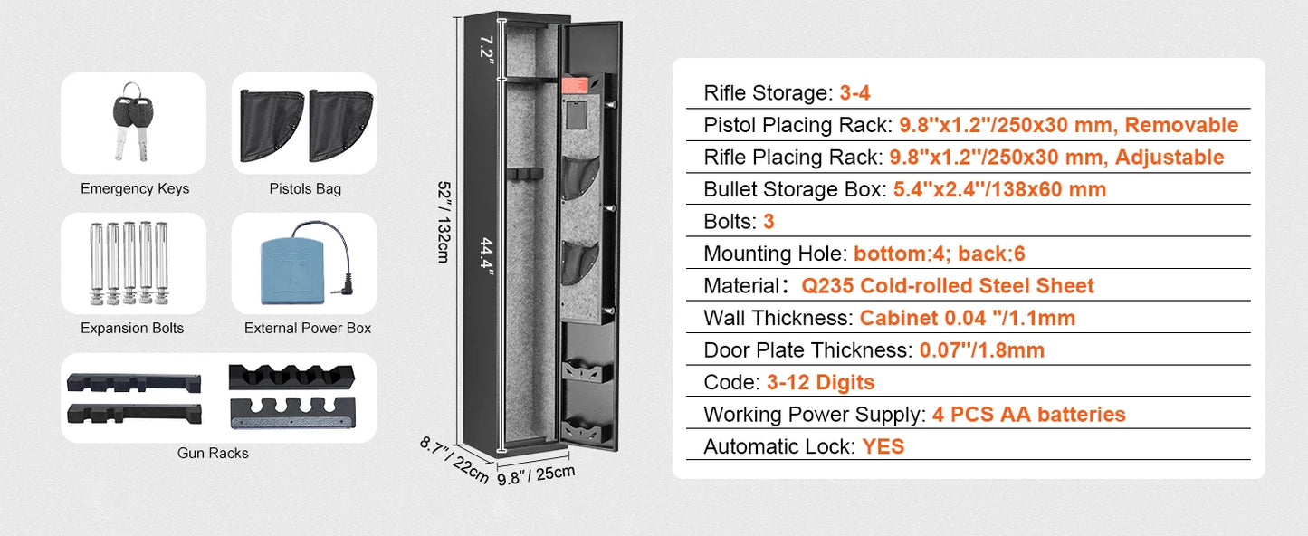SucceBuy Rifle Gun Safe With Digital Keypad And Removable Shelf