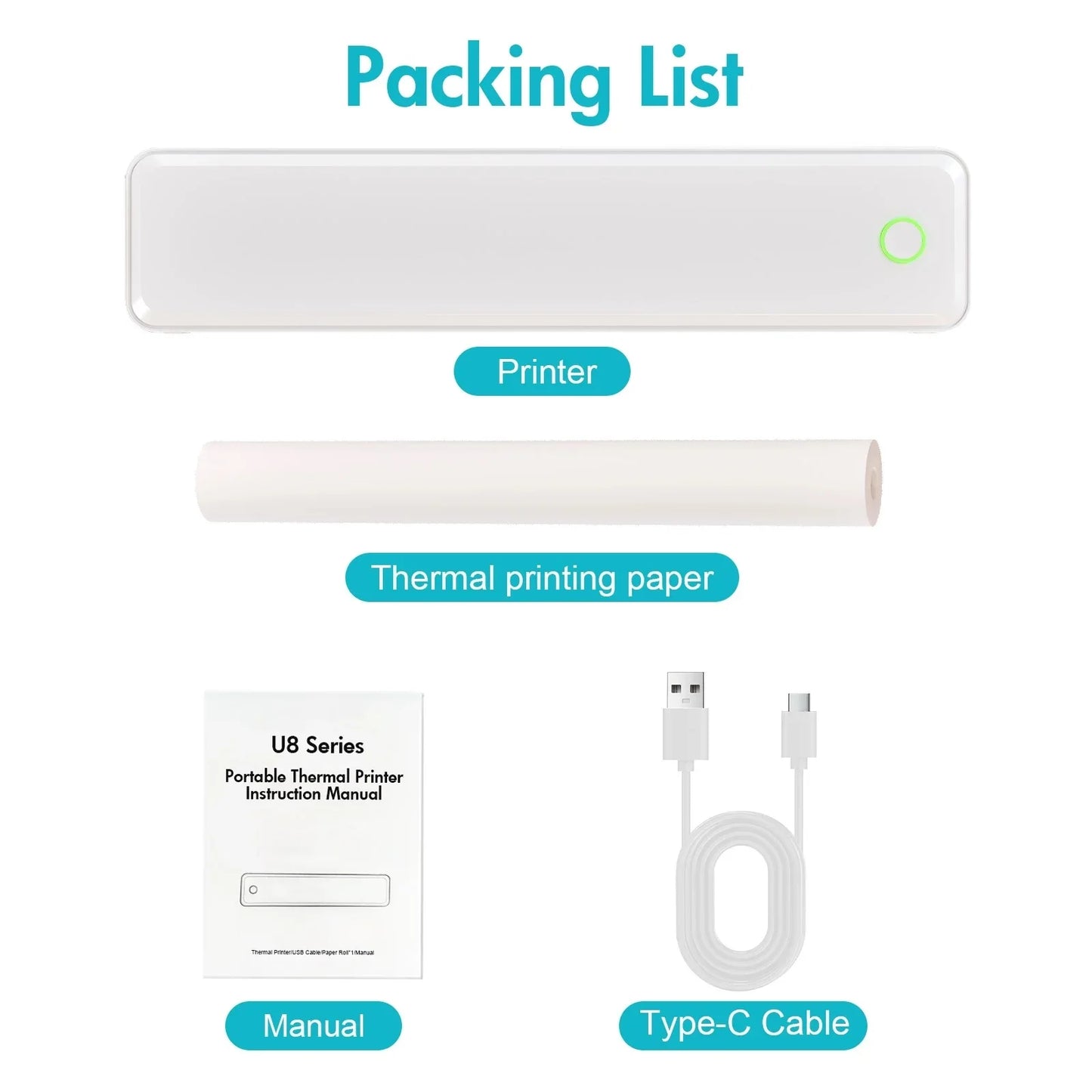 TakeYou Portable Wireless Inkless Thermal Printer For Labels