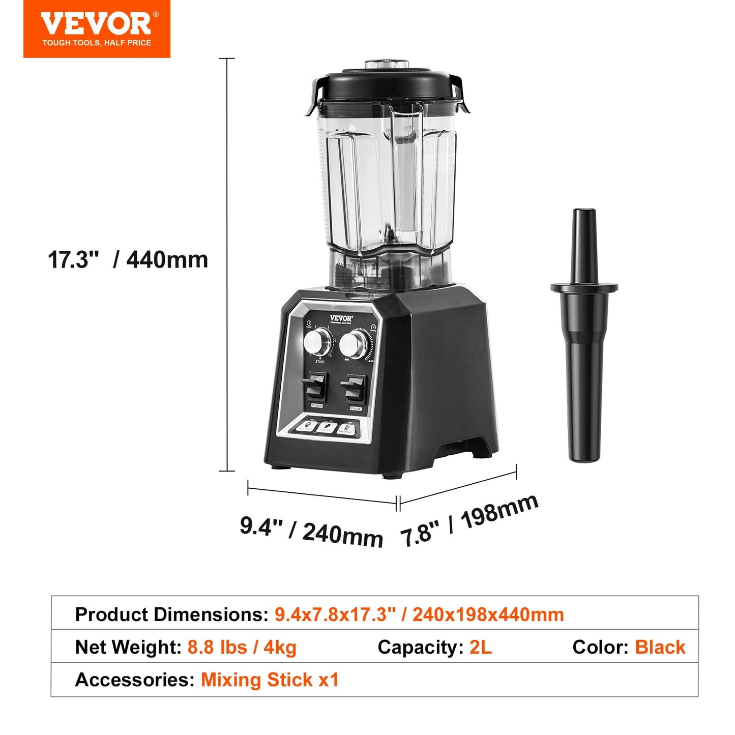 SucceBuy Stainless Steel Countertop Blender For Smoothies And Food