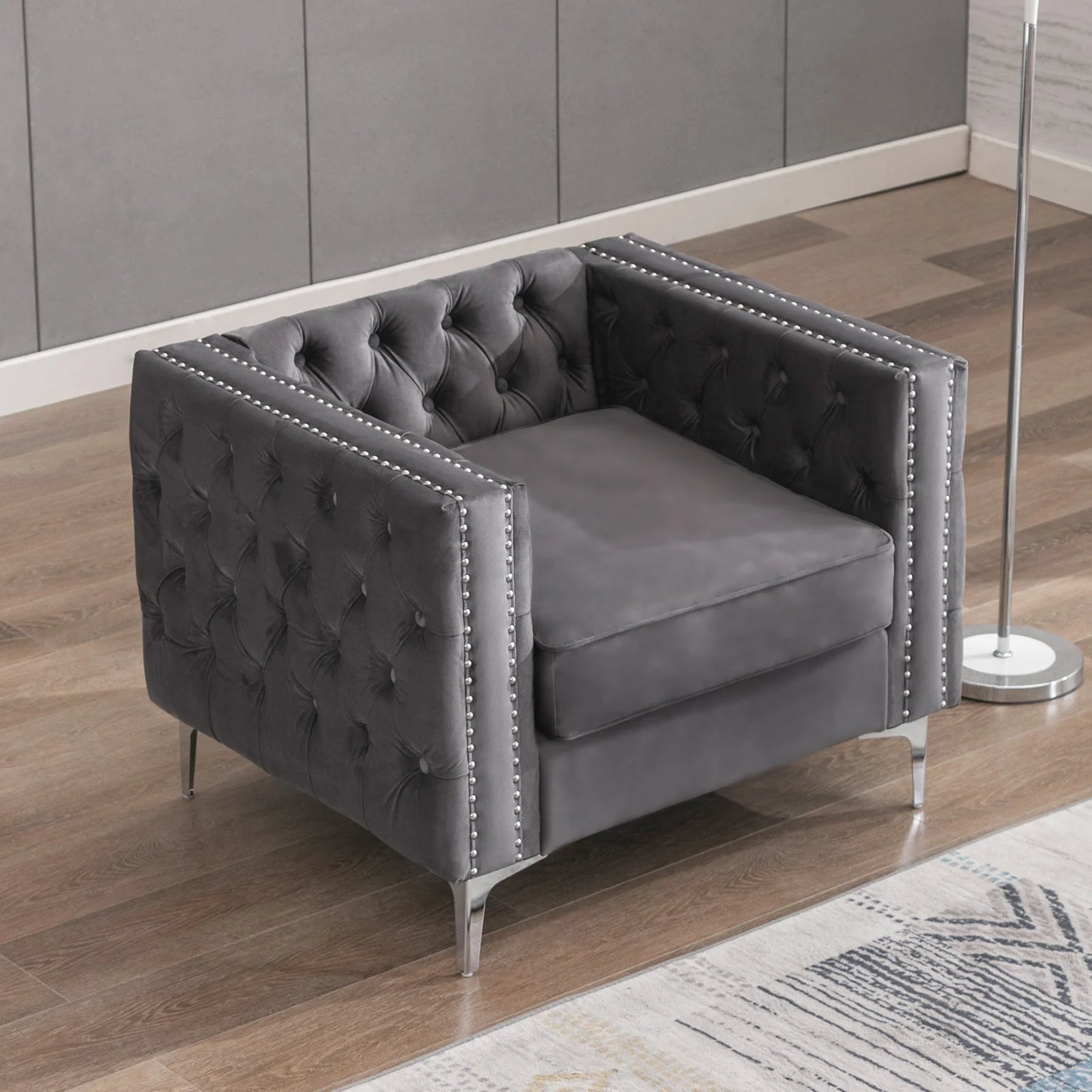 HORGAEO Convertible Sectional Sofa Set With Storage Ottoman