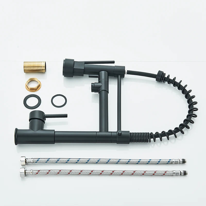 Rozin Brass Pull Down Kitchen Faucet Deck Mounted Dual Spout