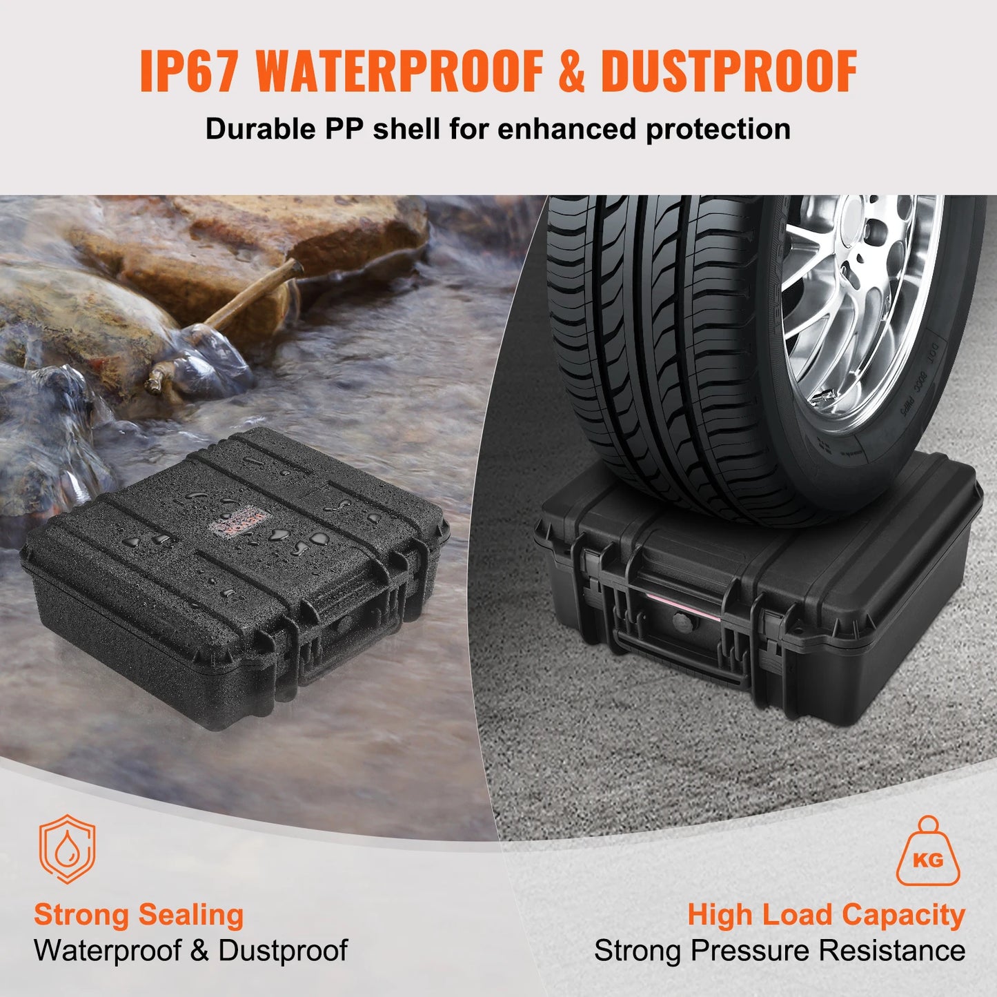 SucceBuy Waterproof Hard Pistol Case With Foam Lining Lockable