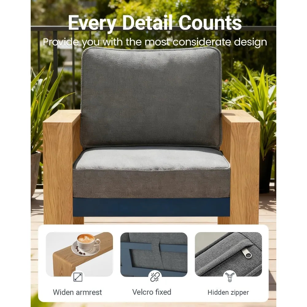 Outdoor Patio Seven Piece Modern Sectional Set With Fire Pit