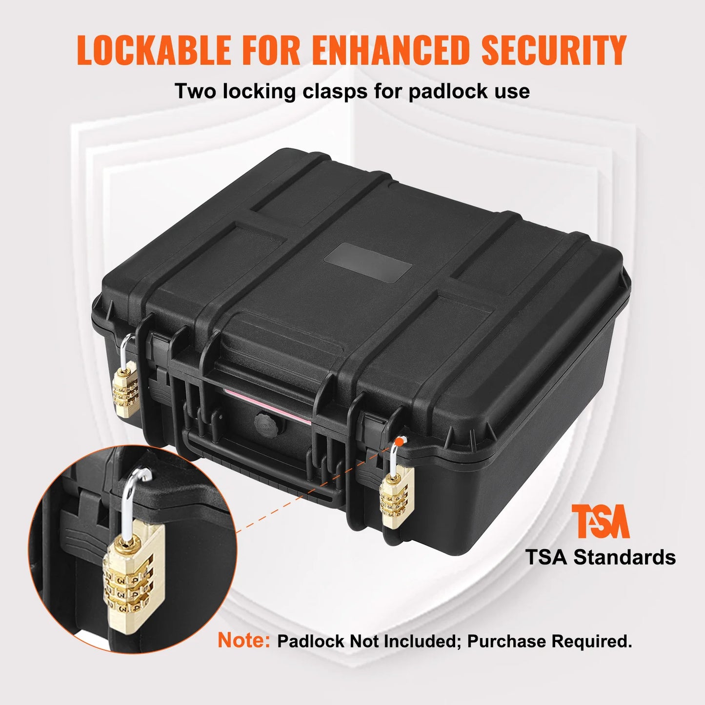 SucceBuy Hard Pistol Case With Pre Cut Foam Lining IP67 Waterproof Dustproof