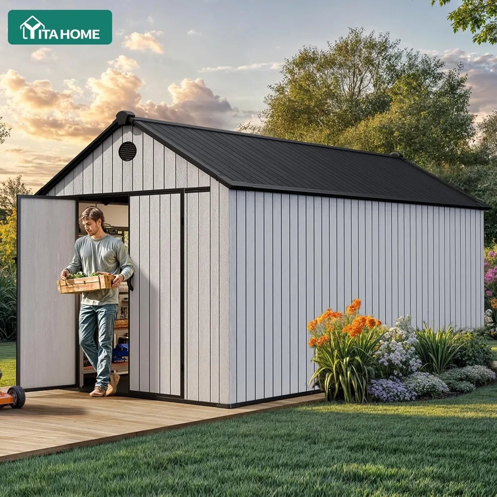 XMSJ Waterproof Outdoor Storage Shed With Floor And Lockable Doors