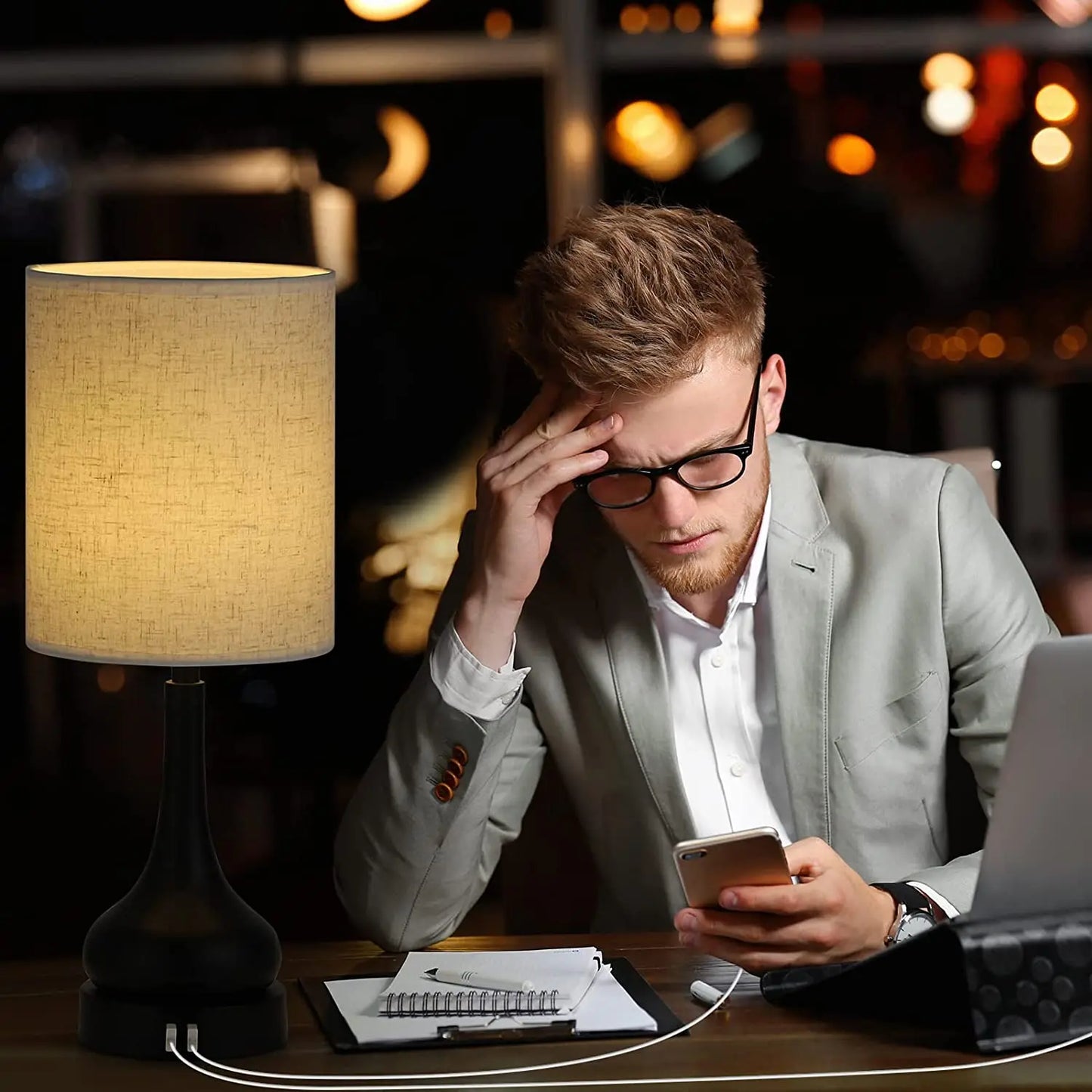 Angie's Home Store Bedside Lamp Duo With USB Charging Ports