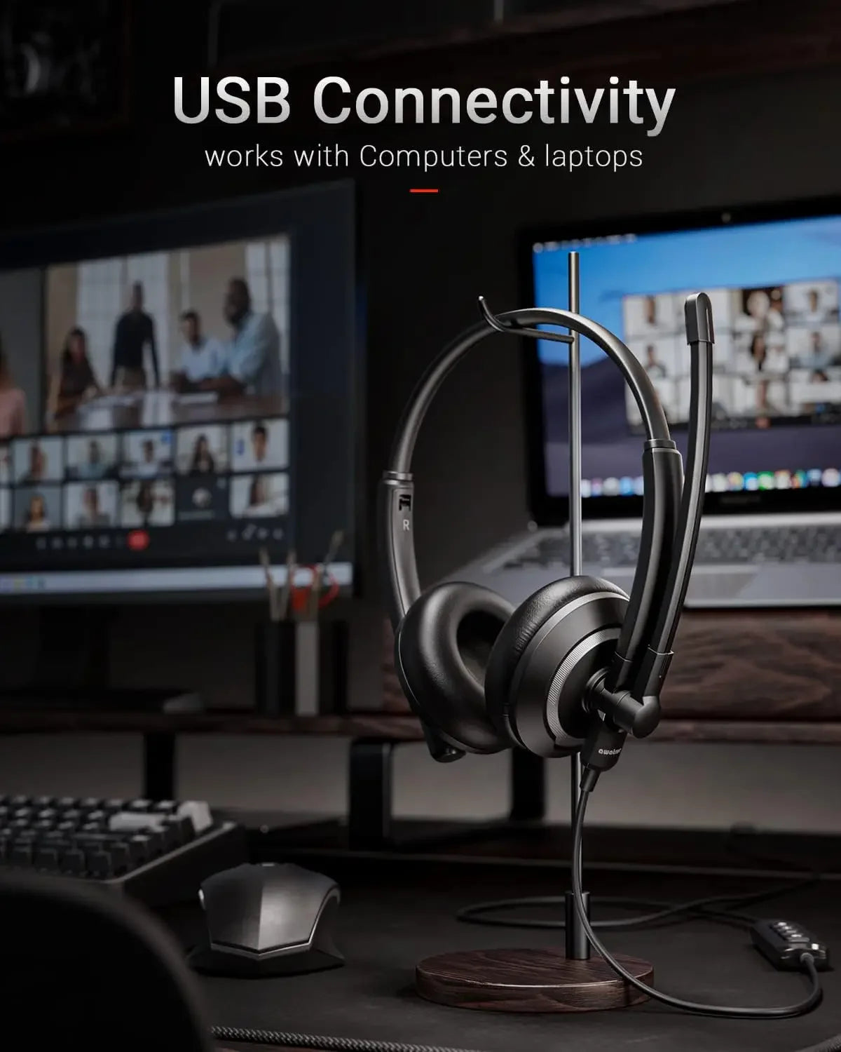 BINNUNE EH05 Wired USB Headset With Noise Cancelling Microphone