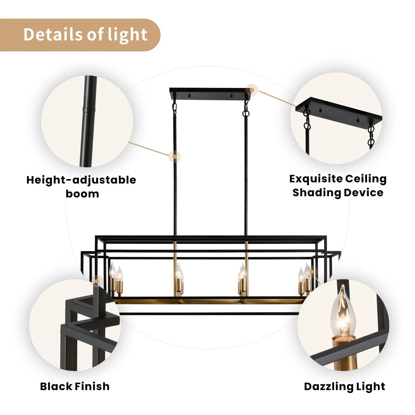 LovingC Retro Industrial Chandelier Pendant Light Dining Room Kitchen Island