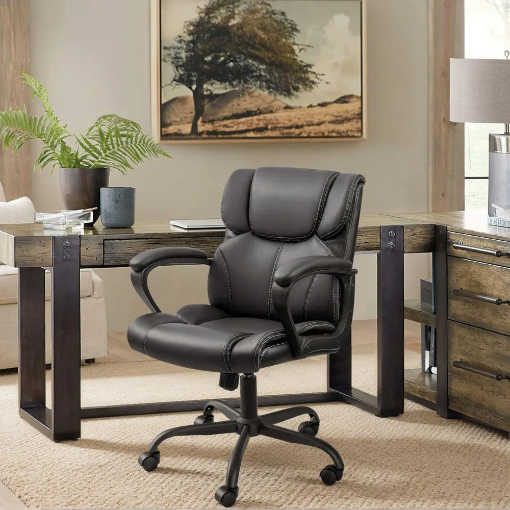 XIAOLANG Ergonomic Faux Leather Office Chair With Armrests