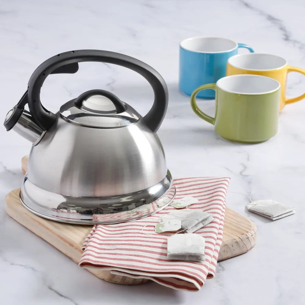 Stainless Steel Whistling Tea Kettle Induction Compatible Flip Up Spout