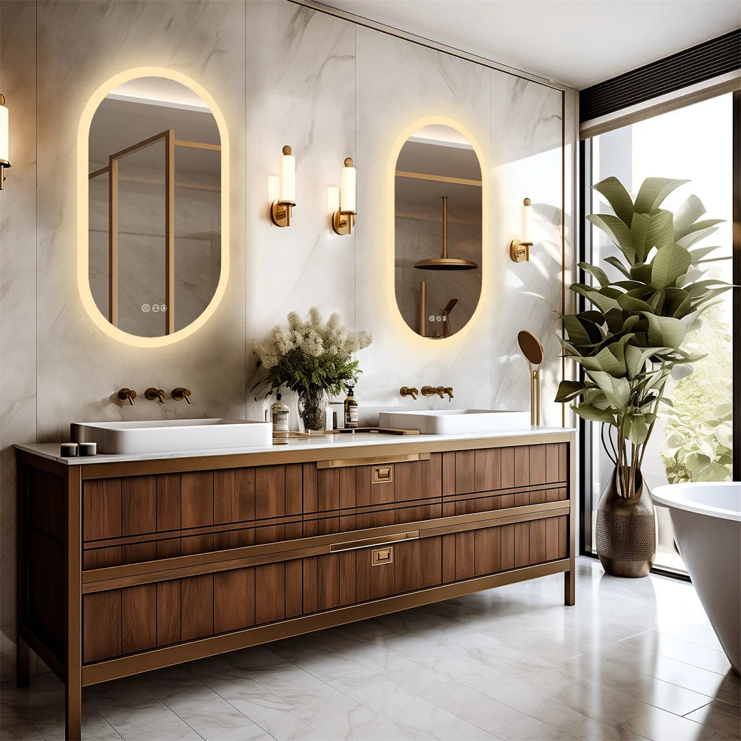 LUVODI Waterproof Illuminated Frameless Backlit Vanity Mirror Oval Demist Modern