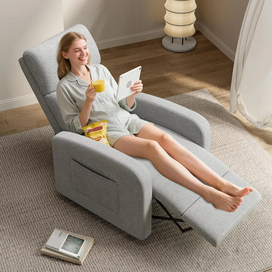 HiMISSCN Push Back Recliner Chair for Adults With Side Pocket