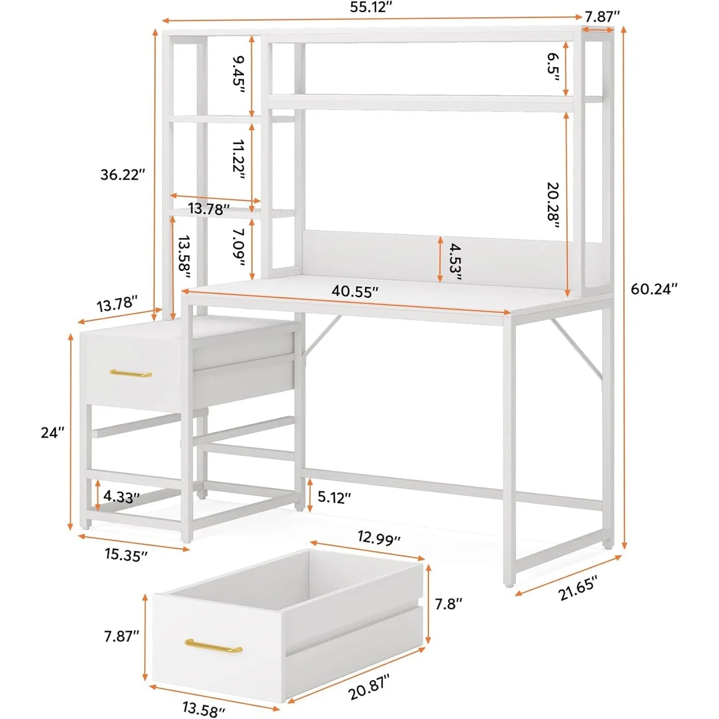 Little Tree Computer Desk With Drawers And Storage Shelves Office