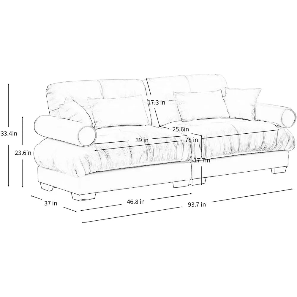 HUANZHUANG Velvet Modular Loveseat Sofa for Living Room