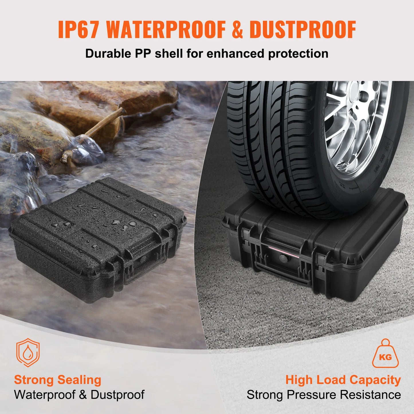 SucceBuy Hard Pistol Case With Pre Cut Foam Lining IP67 Waterproof Dustproof