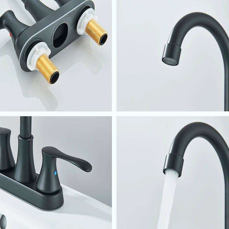 Suguword Dual Handle Deck Mounted Bathroom Faucet Hot Cold Water