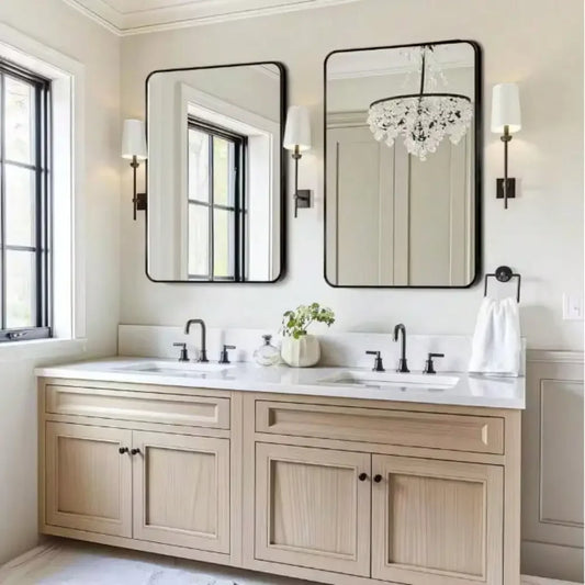 Rectangular Aluminum Frame Wall Mirror With Slim Metal Frame Entryway