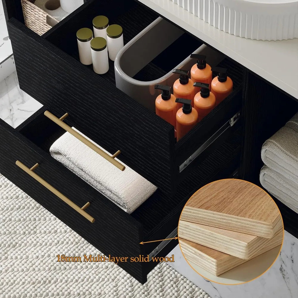 ZHUXIANG Modern Floating Bathroom Vanity With Premium Ceramic Basin