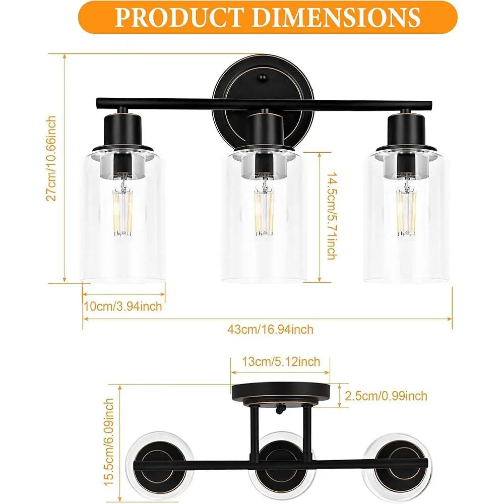 XMSJ 3 Light Wall Sconce Bathroom Vanity Light Fixture