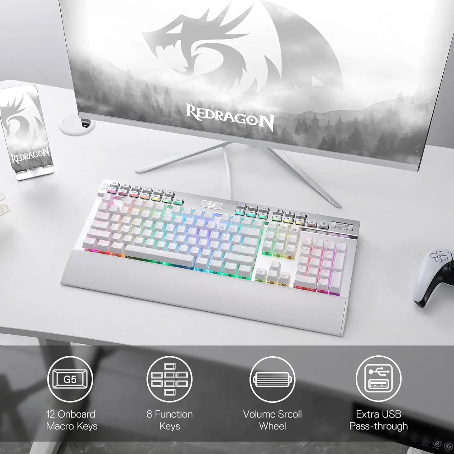Redragon K550 Wired Mechanical Keyboard With Wrist Rest 104 Keys