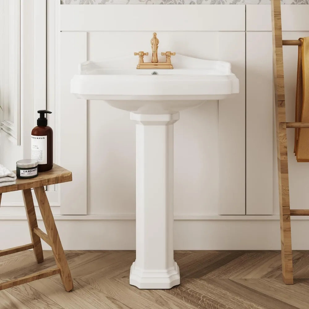 Dynasty DV-1P522 Pedestal Sink Ceramic With Overflow