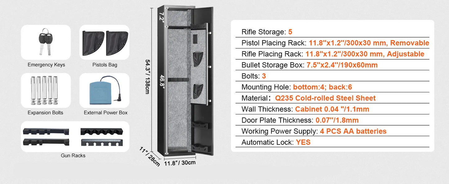 SucceBuy Rifle Gun Safe With Digital Keypad And Removable Shelf